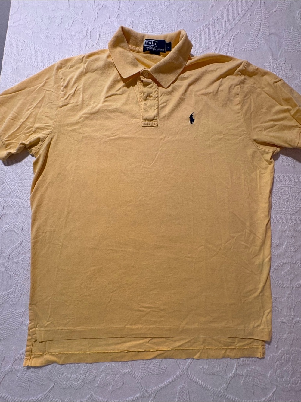 Polo by Ralph Lauren Men's Yellow Polo with Navy Pony